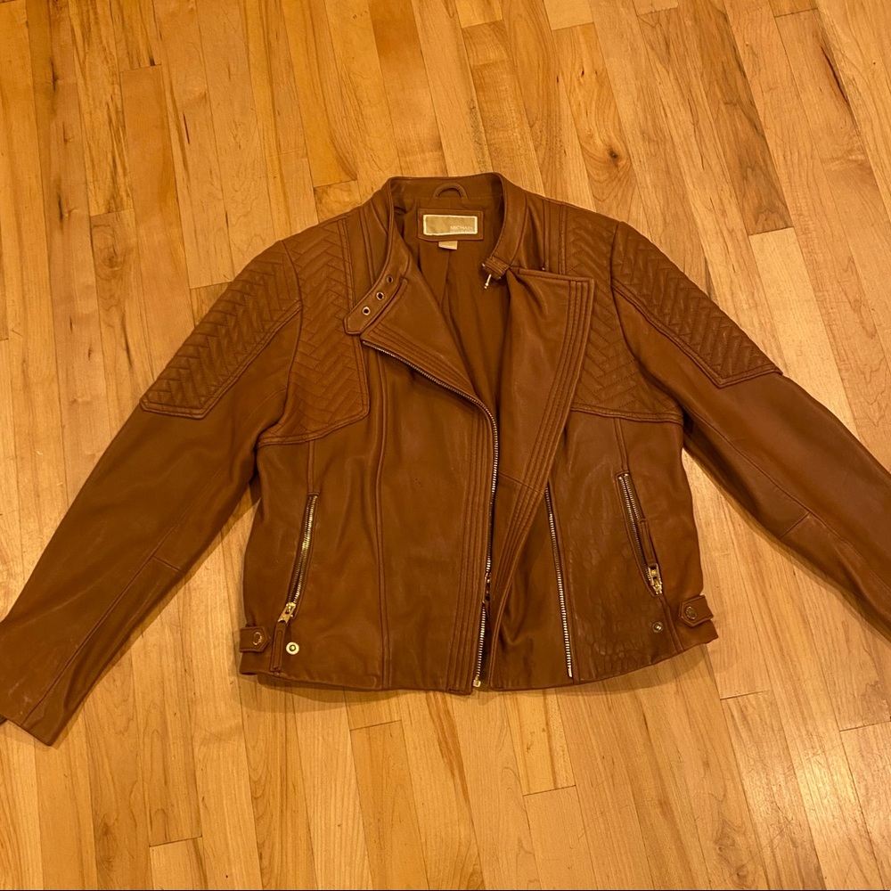 Michael Kors Tan Leather Bomber